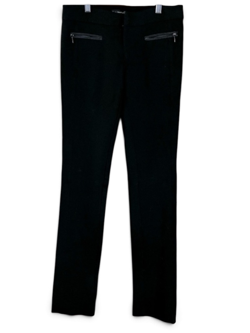 PAIGE Black Chino Leather Trim Zip Pocket Career Pants